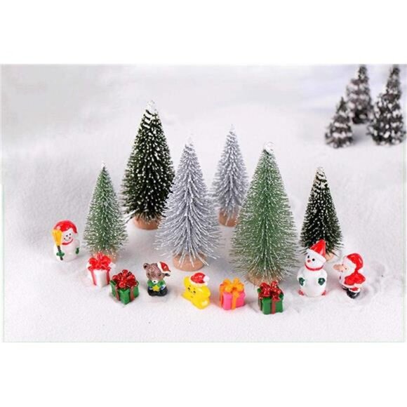 30 Pcs Mini Christmas Trees DIY Xmas Bottle Brush Trees Miniature Sisal Snow - Picture 6 of 8